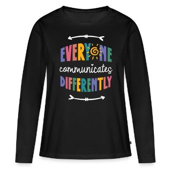 Communication sur l’autisme, sensibilisation à l’autisme - T-shirt manches longues Premium bio Femme - noir - Devant - Julia (174cm)