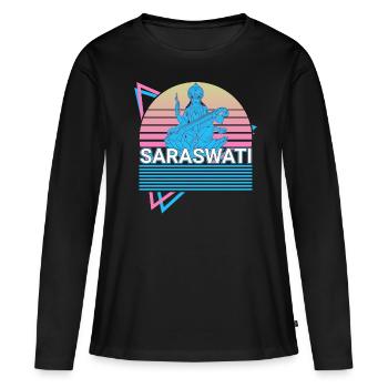 Saraswati Déesse hindoue Mythologie hindoue Cadeau - T-shirt manches longues Premium bio Femme - noir - Devant - Julia (174cm)