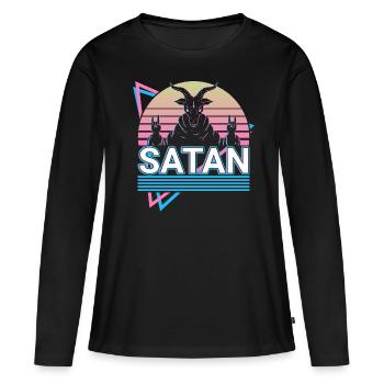 Baphomet Chèvre Satan Pentagramme Occulte Satanique - T-shirt manches longues Premium bio Femme - noir - Devant - Julia (174cm)