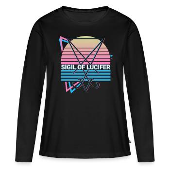 Sceau de Lucifer Magie Occulte Symbo Satanique - T-shirt manches longues Premium bio Femme - noir - Devant - Julia (174cm)