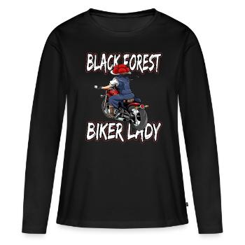 Black Forest Biker Lady Schwarzwald Motorrad - Frauen Premium Bio Langarmshirt - Schwarz - Vorne - Julia (174cm)