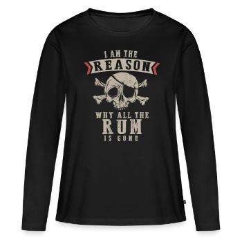 Rumtrinker, Rum - Frauen Premium Bio Langarmshirt - Schwarz - Vorne - Julia (174cm)