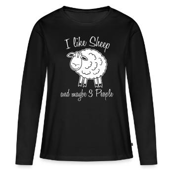 Moutons Moutons Moutons - T-shirt manches longues Premium bio Femme - noir - Devant - Julia (174cm)