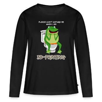 Imprimante 3D Frog pooping Imprimante 3D - T-shirt manches longues Premium bio Femme - noir - Devant - Julia (174cm)