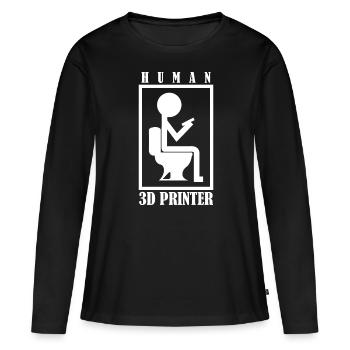 Imprimante 3D Imprimante 3D Toilette Imprimante 3D - T-shirt manches longues Premium bio Femme - noir - Devant - Julia (174cm)