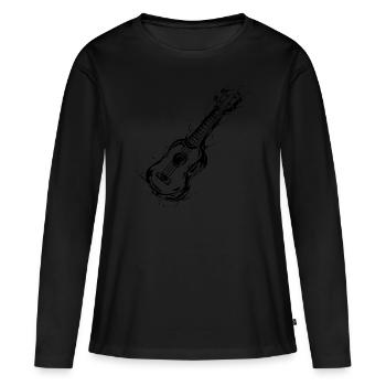 Ukulélé - T-shirt manches longues Premium bio Femme - noir - Devant - Julia (174cm)