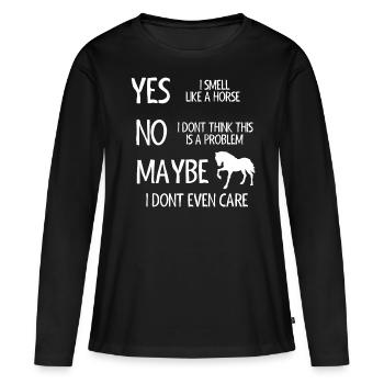 Amoureux des chevaux, cheval, cadeau cheval - T-shirt manches longues Premium bio Femme - noir - Devant - Julia (174cm)