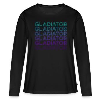Gladiator Retro - Frauen Premium Bio Langarmshirt - Schwarz - Vorne - Julia (174cm)