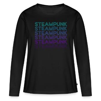 Rétro Steampunk - T-shirt manches longues Premium bio Femme - noir - Devant - Julia (174cm)