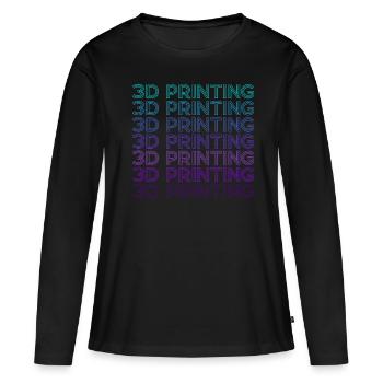Imprimante 3D Imprimante 3D Retro - T-shirt manches longues Premium bio Femme - noir - Devant - Julia (174cm)