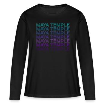 Temple Maya Ancienne Pyramide Maya Aztèques Rétro - T-shirt manches longues Premium bio Femme - noir - Devant - Julia (174cm)
