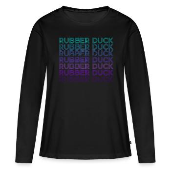 Gummi-Ente Retro - Frauen Premium Bio Langarmshirt - Schwarz - Vorne - Julia (174cm)