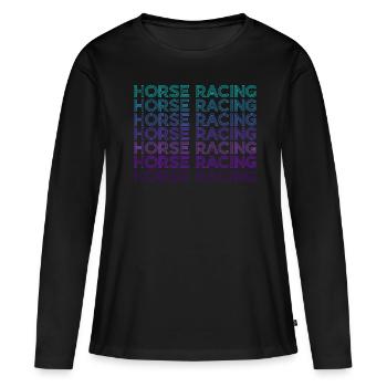 Courses de chevaux Rétro - T-shirt manches longues Premium bio Femme - noir - Devant - Julia (174cm)