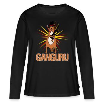 Kangourou avec pistolet Kangourous - T-shirt manches longues Premium bio Femme - noir - Devant - Julia (174cm)