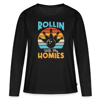 Je ne suis pas toujours grincheux Parfois je joue au bowling - Spor - T-shirt manches longues Premium bio Femme - noir - Devant - Julia (174cm)