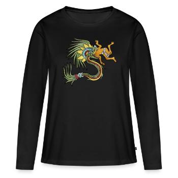 Quetzalcoatl Aztec Maya Serpent à plumes - T-shirt manches longues Premium bio Femme - noir - Devant - Julia (174cm)