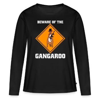 Känguru Warnung bewaffnete Kängurus - Frauen Premium Bio Langarmshirt - Schwarz - Vorne - Julia (174cm)