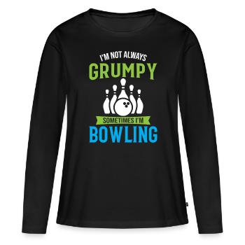 Je ne suis pas toujours grincheux Parfois je joue au bowling - Spor - T-shirt manches longues Premium bio Femme - noir - Devant - Julia (174cm)