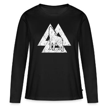 Loups Vikings à nœud Wotan de Wolf Odin - T-shirt manches longues Premium bio Femme - noir - Devant - Julia (174cm)
