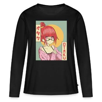 Otaku Anime Girl Japonais Vaporwave Esthétique - T-shirt manches longues Premium bio Femme - noir - Devant - Julia (174cm)