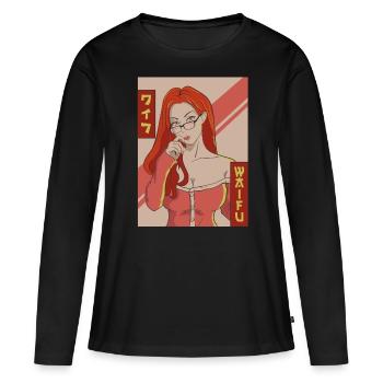 Waifu Anime Girl Japonais Vaporwave Esthétique - T-shirt manches longues Premium bio Femme - noir - Devant - Julia (174cm)