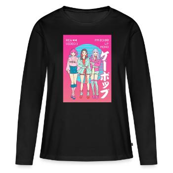 Anime Girl Japanese Vaporwave Aesthetic VCR Gesc - Women's Premium Organic Long Sleeve Shirt - black - Front - Julia (174cm)