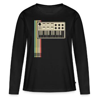 Synthétiseur Synthétiseurs modulaires analogiques - T-shirt manches longues Premium bio Femme - noir - Devant - Julia (174cm)