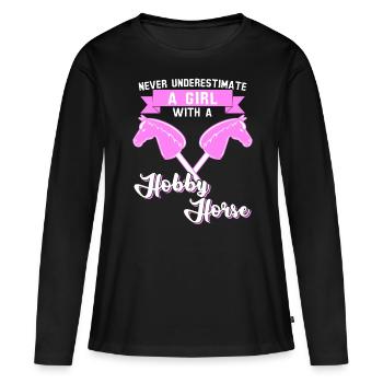 Cheval de loisir Fille Cheval de loisir - T-shirt manches longues Premium bio Femme - noir - Devant - Julia (174cm)