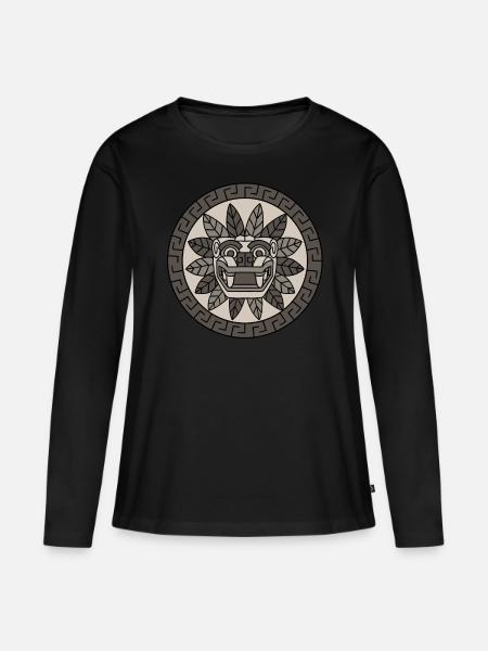 Quetzalcoatl Azteken Gefiederte Schlange Maya Inka - Frauen Premium Bio Langarmshirt - Schwarz