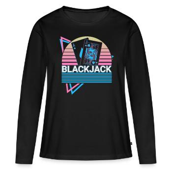Blackjack Pik Jack Casino Joueur Jeu Gesc - T-shirt manches longues Premium bio Femme - noir - Devant - Julia (174cm)