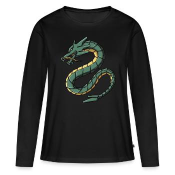 Cyborg Dragon Japonais Cyber Punk Cyber Esthétique - T-shirt manches longues Premium bio Femme - noir - Devant - Julia (174cm)