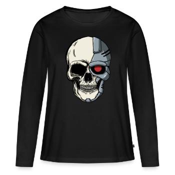 Cyborg Skull Cyber Punk Cyber Aesthetics Gift - Women's Premium Organic Long Sleeve Shirt - black - Front - Julia (174cm)