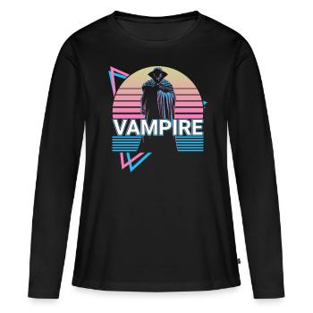 Vampir Halloween Blutsauger Retro Geschenk - Frauen Premium Bio Langarmshirt - Schwarz - Vorne - Julia (174cm)