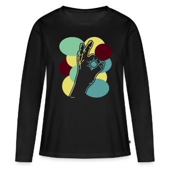 Regardé dans Rétro Regardé dans - T-shirt manches longues Premium bio Femme - noir - Devant - Julia (174cm)