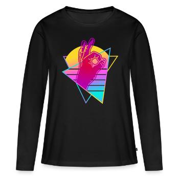 Have a look at Retro Vaporwave - Women's Premium Organic Long Sleeve Shirt - black - Front - Julia (174cm)