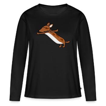 Qigong Qi Gong Chien Chigong - T-shirt manches longues Premium bio Femme - noir - Devant - Julia (174cm)