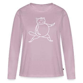 Qigong Qi Gong Chat Chigong - T-shirt manches longues Premium bio Femme - rose poudré - Devant - Julia (174cm)