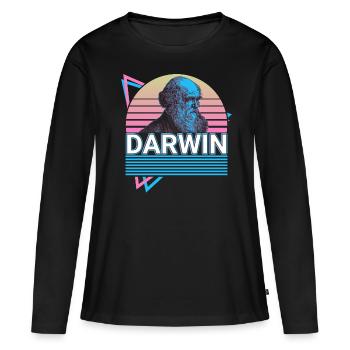 Charles Darwin Evolutionstheorie Retro Geschenk - Frauen Premium Bio Langarmshirt - Schwarz - Vorne - Julia (174cm)