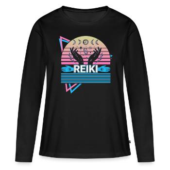 Don de guérison spirituelle de guérisseur Reiki - T-shirt manches longues Premium bio Femme - noir - Devant - Julia (174cm)
