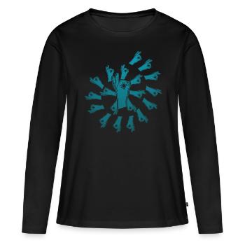 Regardé en spirale Regardé dans - T-shirt manches longues Premium bio Femme - noir - Devant - Julia (174cm)