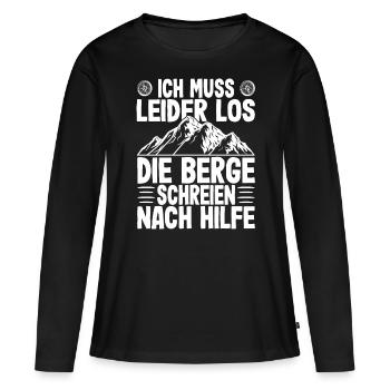 Bergsteiger Wanderer Bergsteigen - Frauen Premium Bio Langarmshirt - Schwarz - Vorne - Julia (174cm)