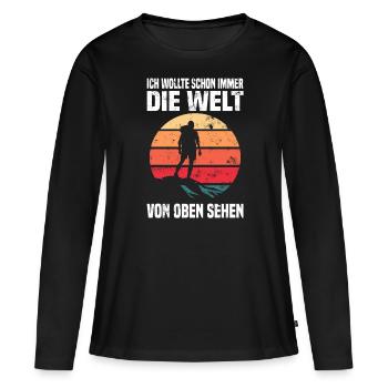 Bergsteiger Wanderer Bergsteigen - Frauen Premium Bio Langarmshirt - Schwarz - Vorne - Julia (174cm)