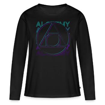 Alchemie Symbol Alchemist Philosophers Stone Retro - Frauen Premium Bio Langarmshirt - Schwarz - Vorne - Julia (174cm)