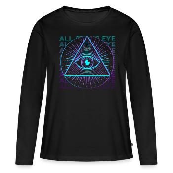 All-seeing Eye Retro Gift - Women's Premium Organic Long Sleeve Shirt - black - Front - Julia (174cm)