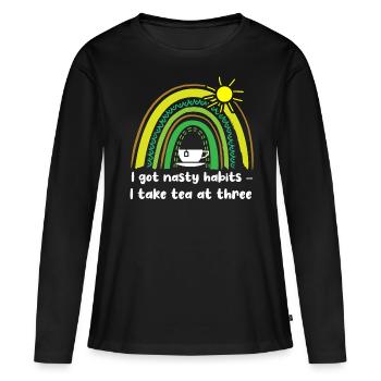 Amateurs de thé, buveurs de thé, heure du thé - T-shirt manches longues Premium bio Femme - noir - Devant - Julia (174cm)