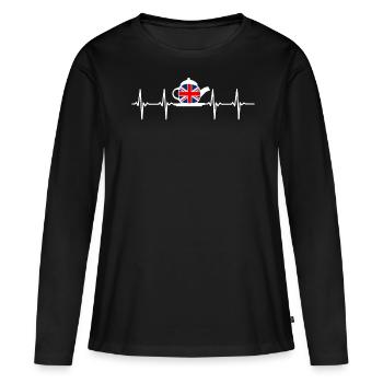 Amateurs de thé, buveurs de thé, heure du thé - T-shirt manches longues Premium bio Femme - noir - Devant - Julia (174cm)