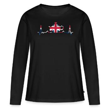 Amateurs de thé, buveurs de thé, heure du thé - T-shirt manches longues Premium bio Femme - noir - Devant - Julia (174cm)
