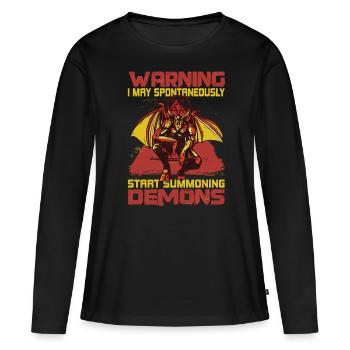 Funny Cult Occult Gift - Women's Premium Organic Long Sleeve Shirt - black - Front - Julia (174cm)