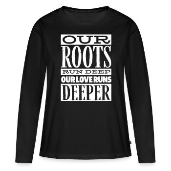 Arbre généalogique, nos racines vont plus loin - T-shirt manches longues Premium bio Femme - noir - Devant - Julia (174cm)