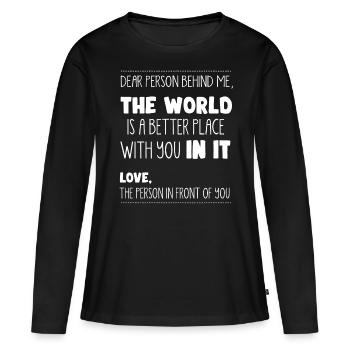 Personne derrière moi, un meilleur endroit - T-shirt manches longues Premium bio Femme - noir - Devant - Julia (174cm)